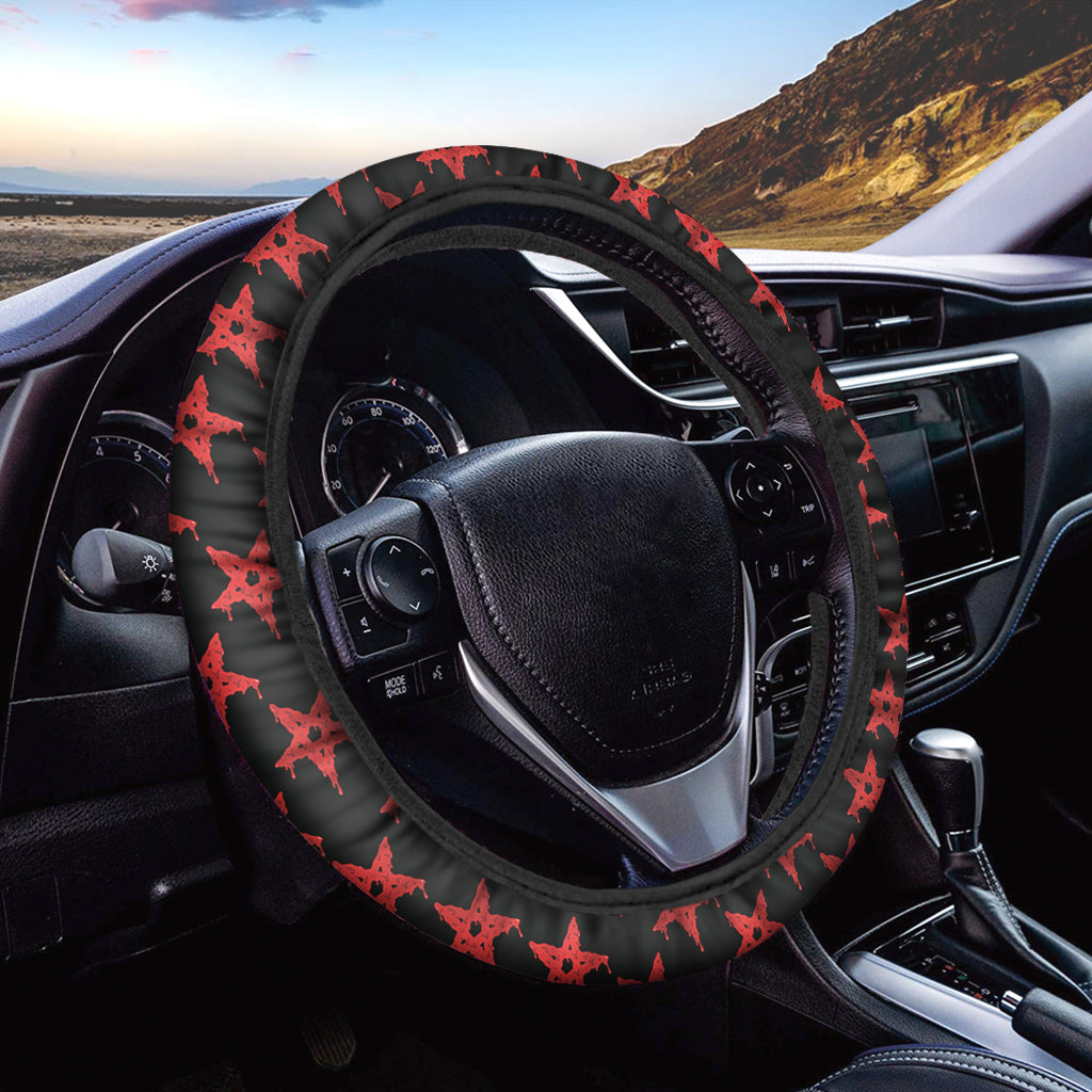 Bloody Satanic Pentagram Pattern Print Car Steering Wheel Cover