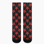 Bloody Satanic Pentagram Pattern Print Crew Socks