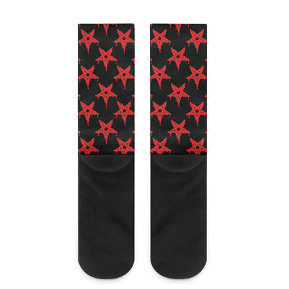 Bloody Satanic Pentagram Pattern Print Crew Socks