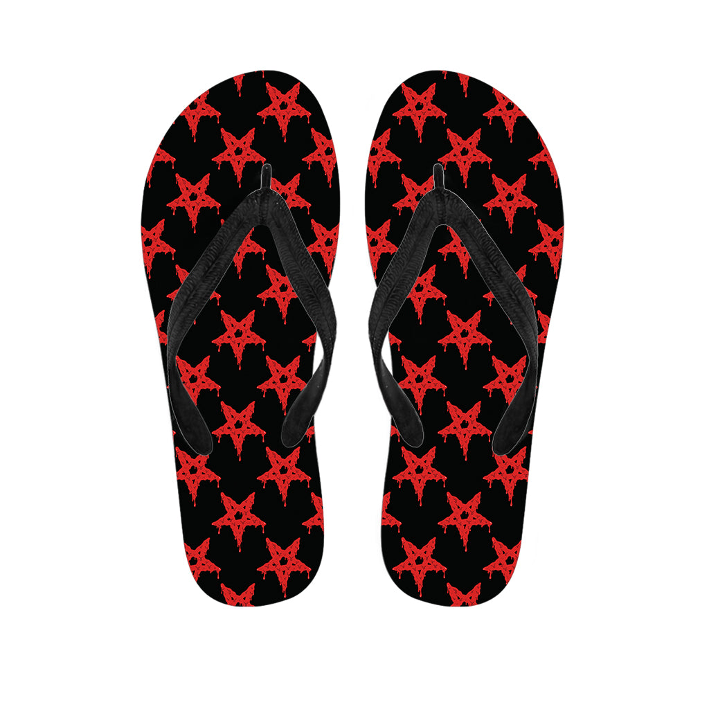 Bloody Satanic Pentagram Pattern Print Flip Flops