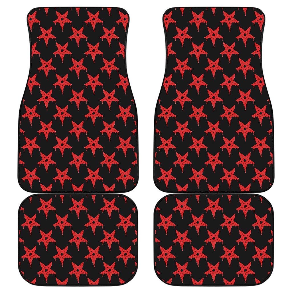 Bloody Satanic Pentagram Pattern Print Front and Back Car Floor Mats