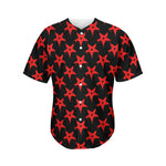 Bloody Satanic Pentagram Pattern Print Men's Baseball Jersey
