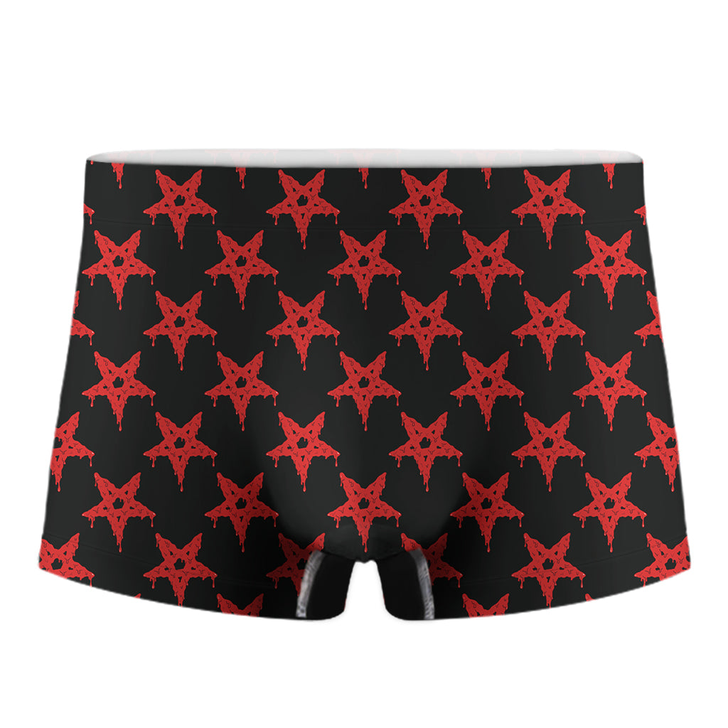 Bloody Satanic Pentagram Pattern Print Men's Boxer Briefs
