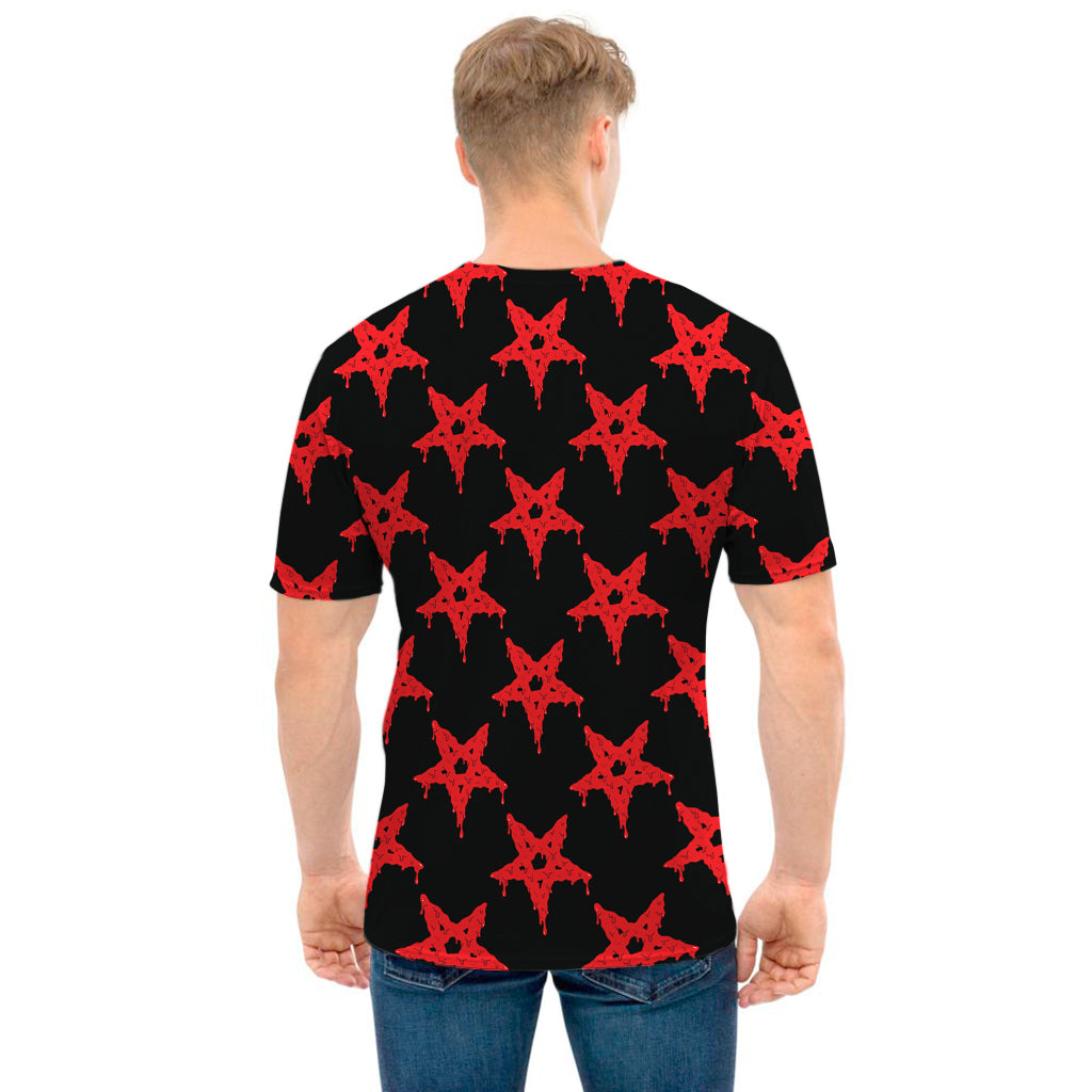 Bloody Satanic Pentagram Pattern Print Men's T-Shirt