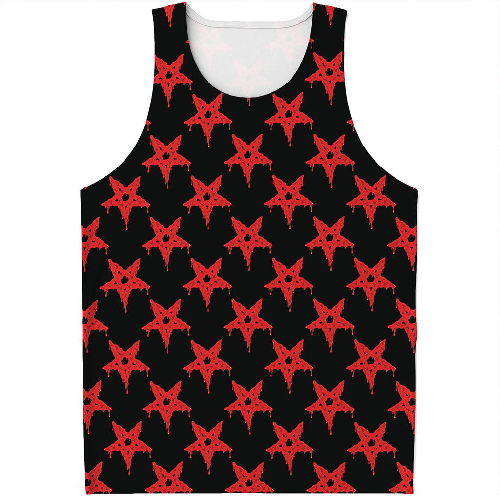 Bloody Satanic Pentagram Pattern Print Men's Tank Top