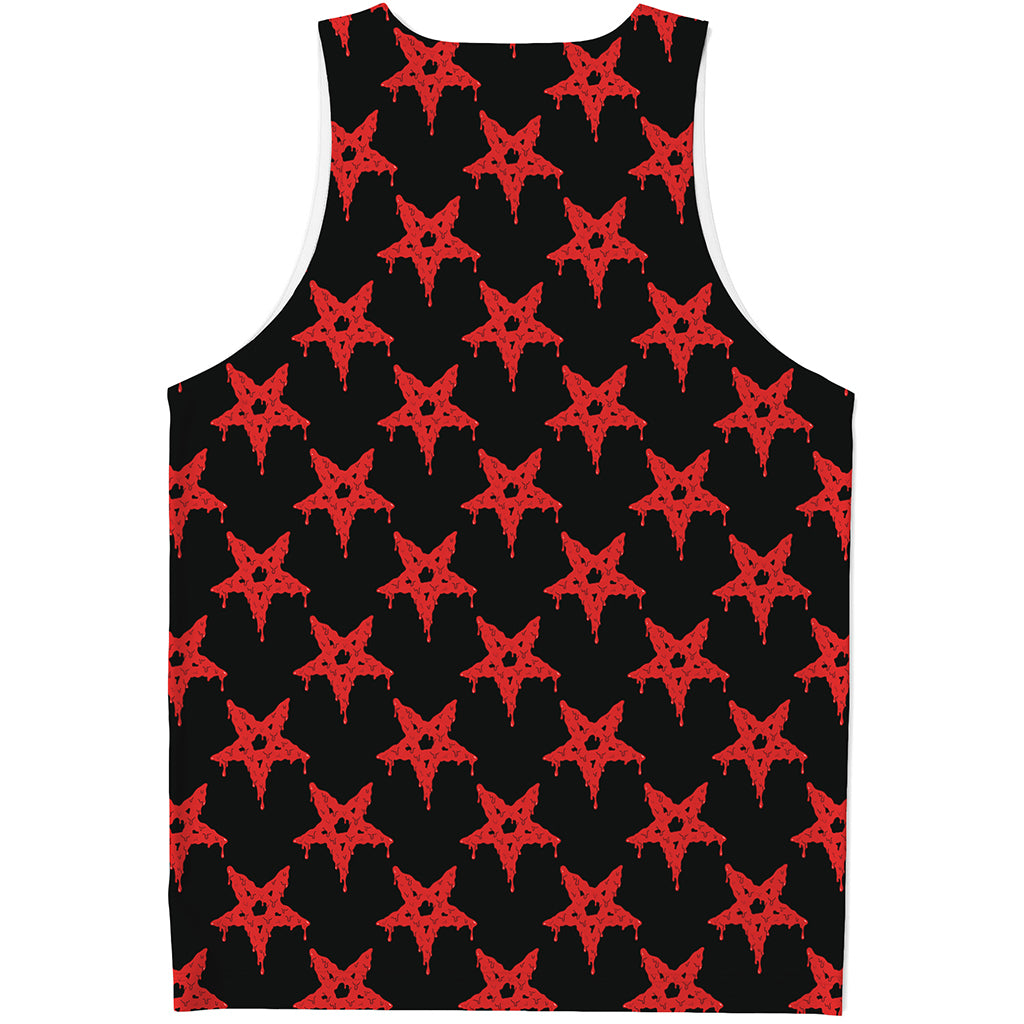 Bloody Satanic Pentagram Pattern Print Men's Tank Top
