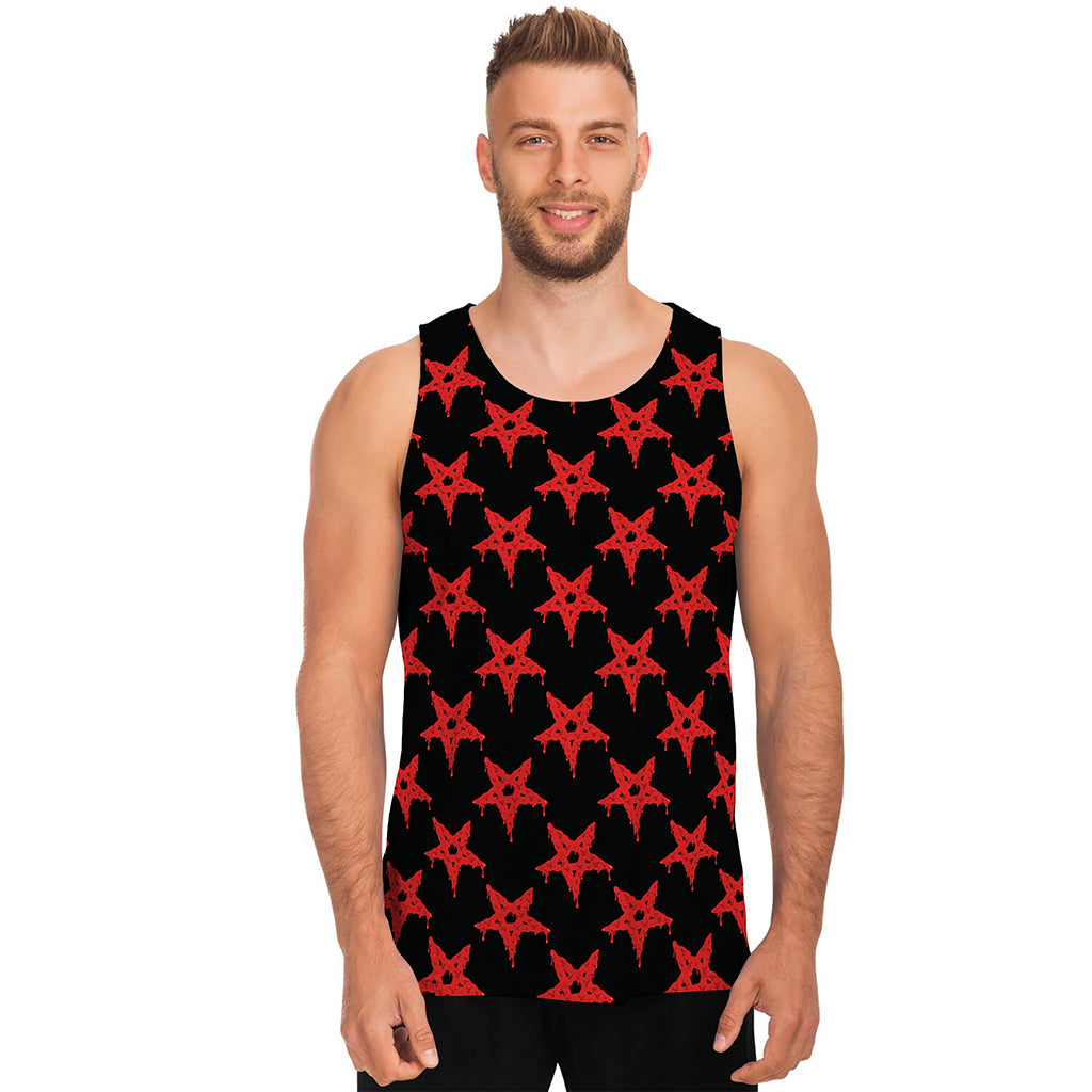 Bloody Satanic Pentagram Pattern Print Men's Tank Top