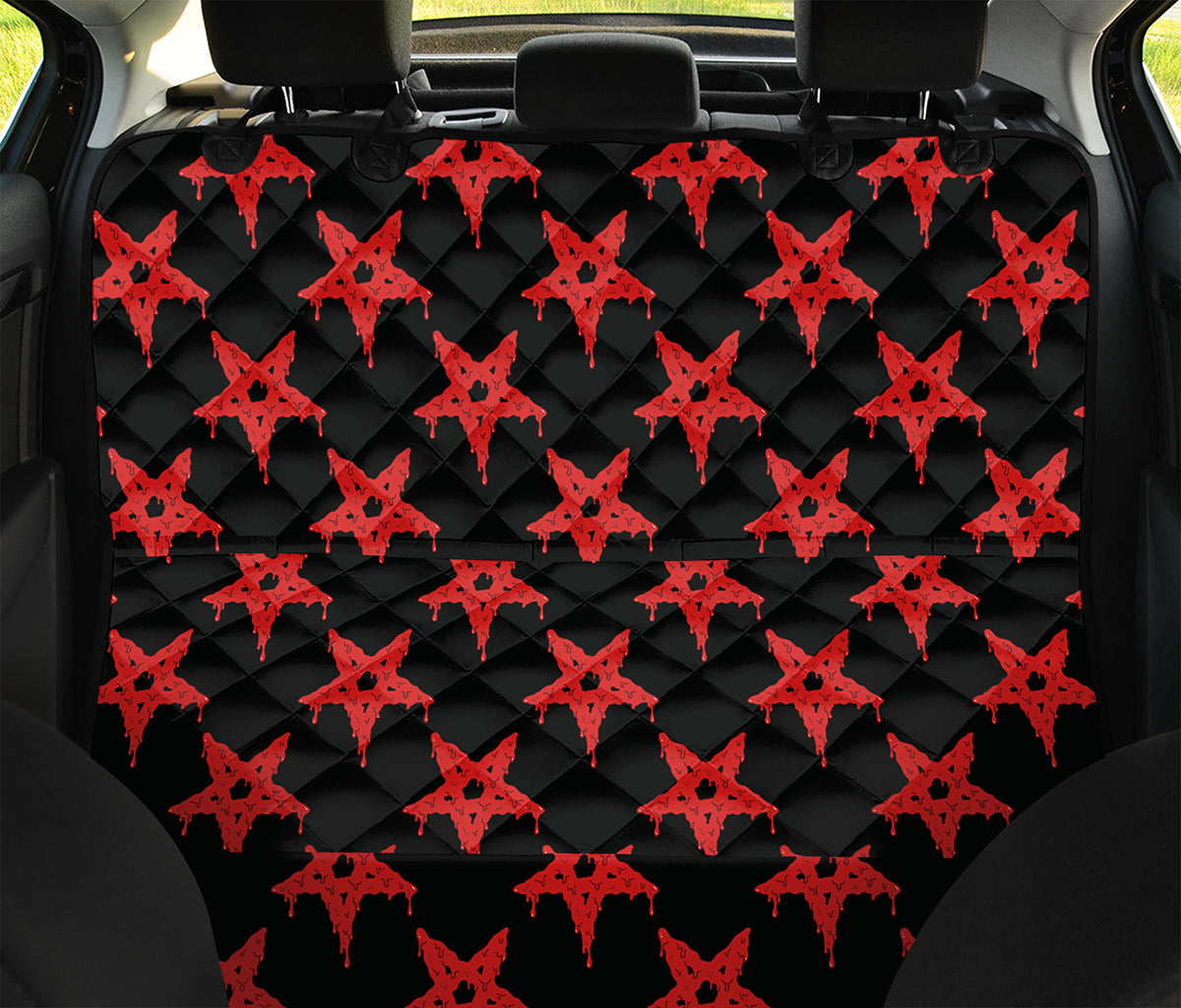 Bloody Satanic Pentagram Pattern Print Pet Car Back Seat Cover