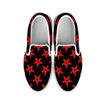 Bloody Satanic Pentagram Pattern Print White Slip On Shoes