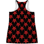 Bloody Satanic Pentagram Pattern Print Women's Racerback Tank Top