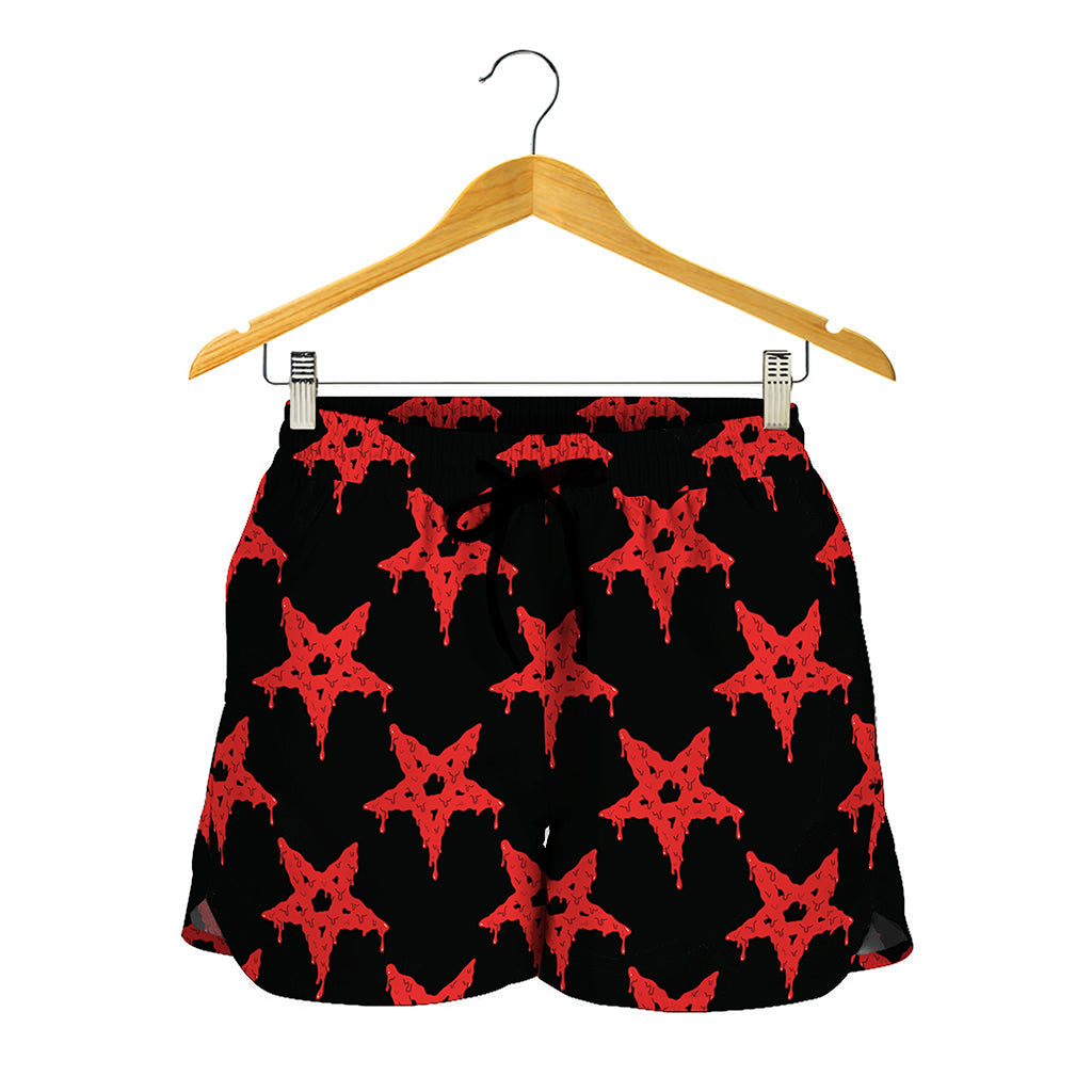 Bloody Satanic Pentagram Pattern Print Women's Shorts