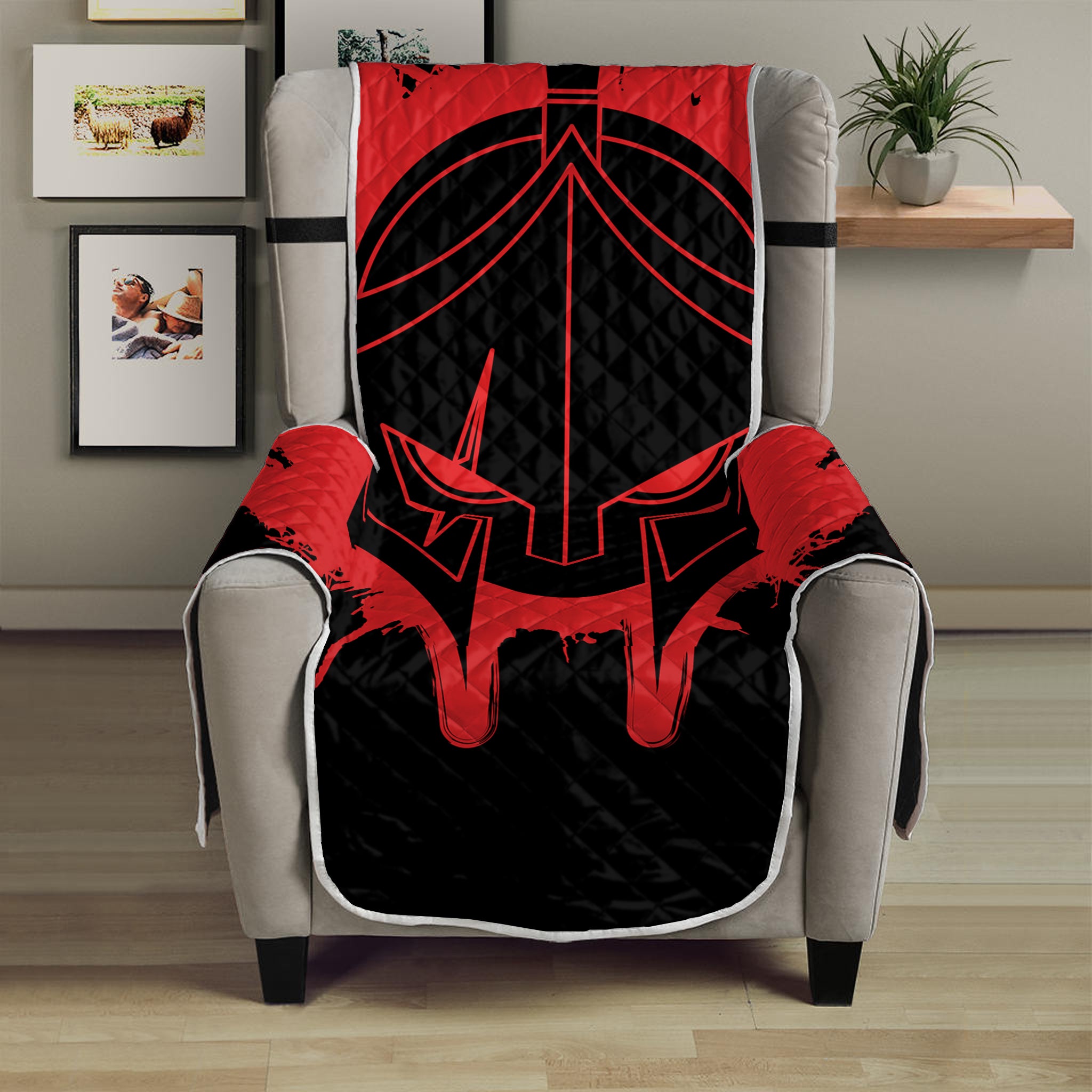 Bloody Spartan Warrior Print Armchair Protector