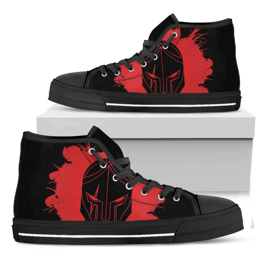 Bloody Spartan Warrior Print Black High Top Shoes