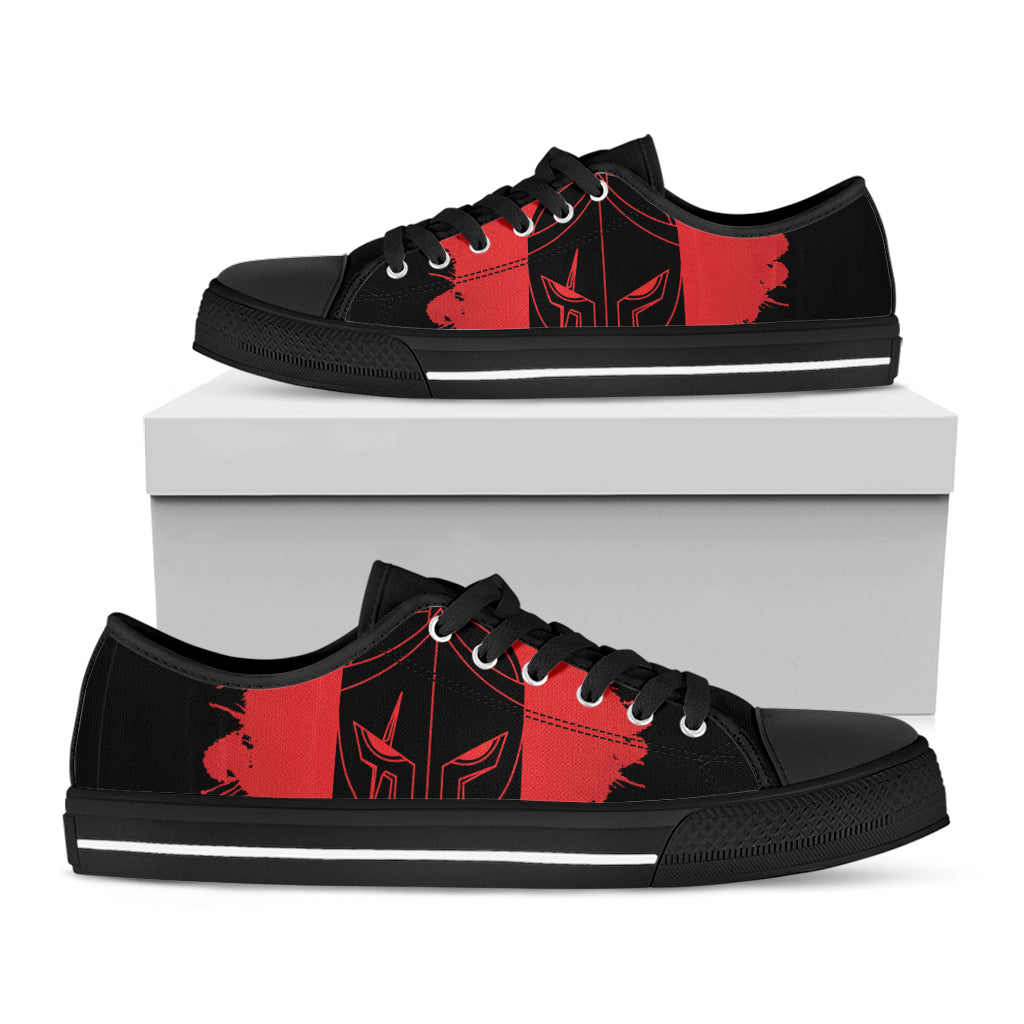 Bloody Spartan Warrior Print Black Low Top Shoes 