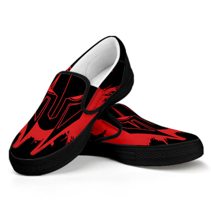 Bloody Spartan Warrior Print Black Slip On Shoes