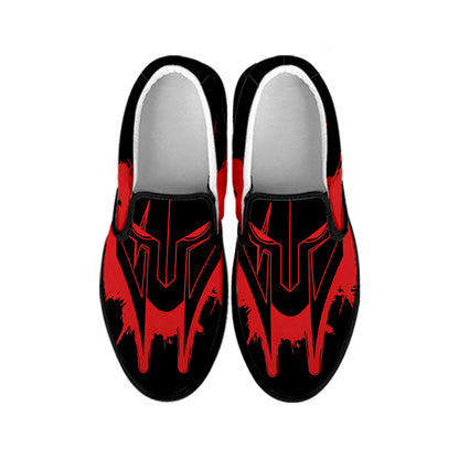Bloody Spartan Warrior Print Black Slip On Shoes