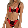 Bloody Spartan Warrior Print Front Bow Tie Bikini