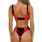 Bloody Spartan Warrior Print Front Bow Tie Bikini