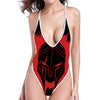 Bloody Spartan Warrior Print High Cut One Piece Swimsuit