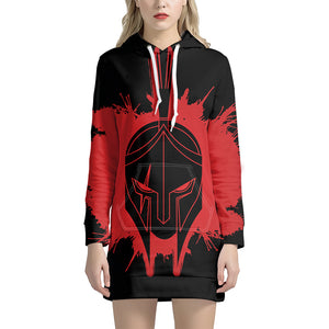 Bloody Spartan Warrior Print Pullover Hoodie Dress