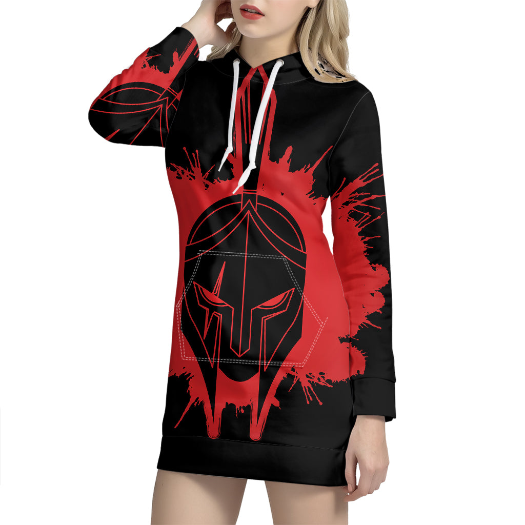 Bloody Spartan Warrior Print Pullover Hoodie Dress