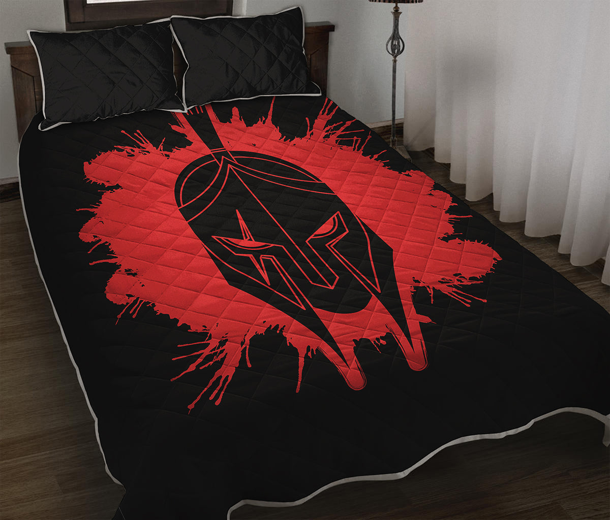 Bloody Spartan Warrior Print Quilt Bed Set
