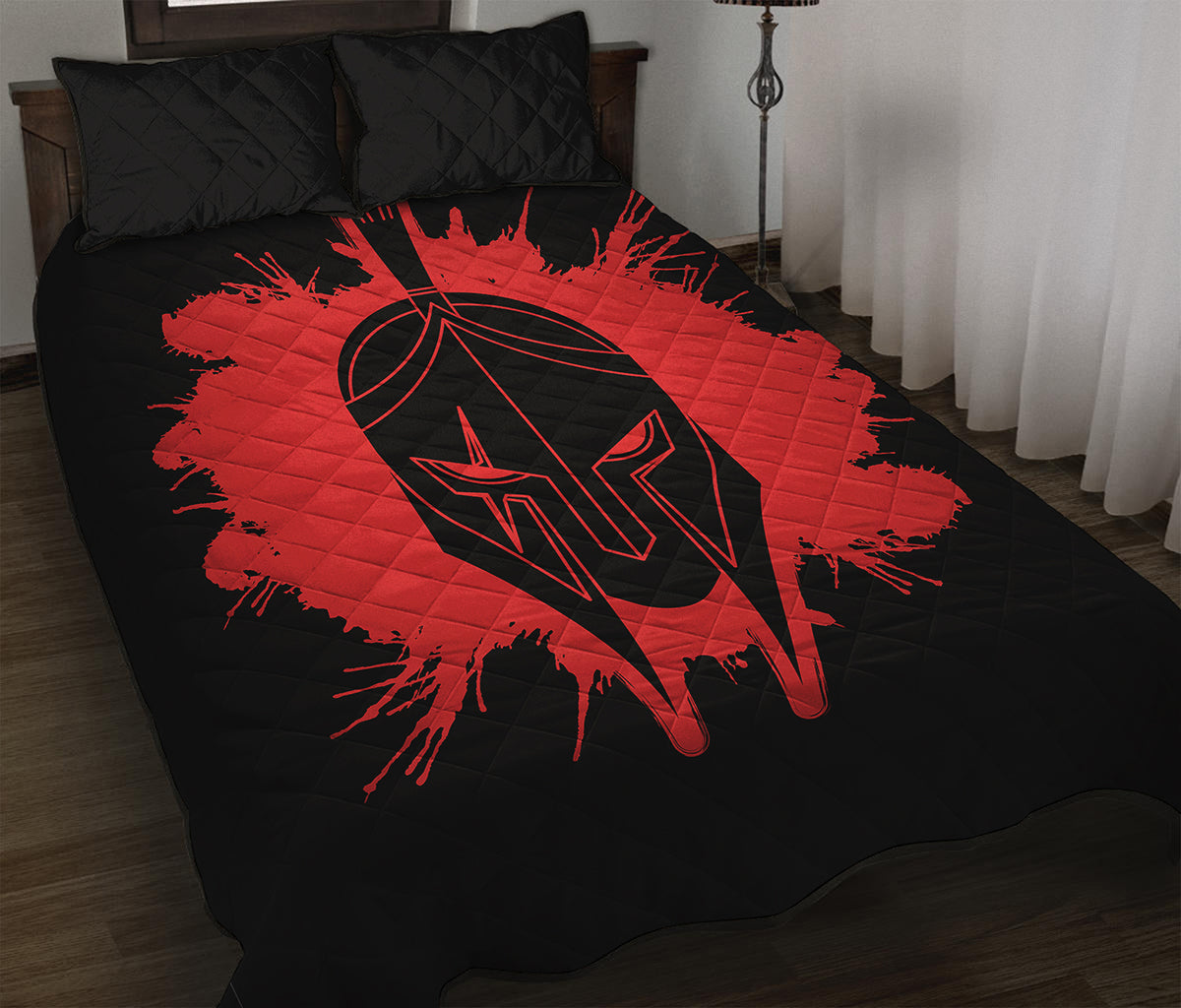 Bloody Spartan Warrior Print Quilt Bed Set