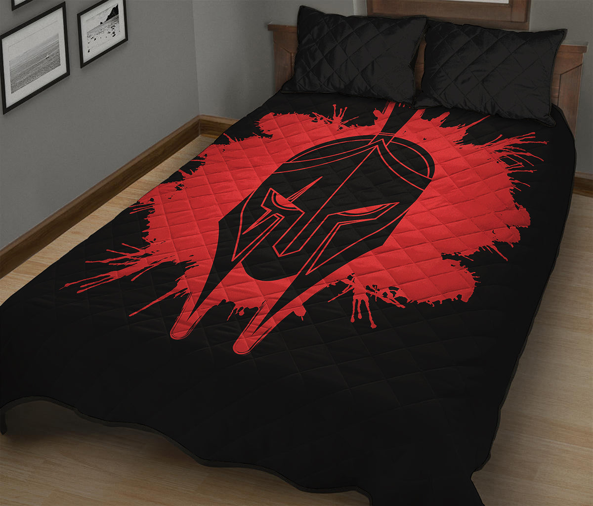 Bloody Spartan Warrior Print Quilt Bed Set