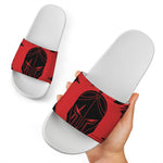 Bloody Spartan Warrior Print White Slide Sandals