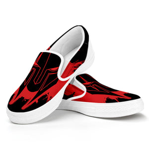 Bloody Spartan Warrior Print White Slip On Shoes