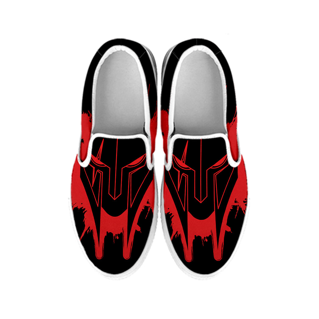 Bloody Spartan Warrior Print White Slip On Shoes