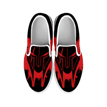 Bloody Spartan Warrior Print White Slip On Shoes
