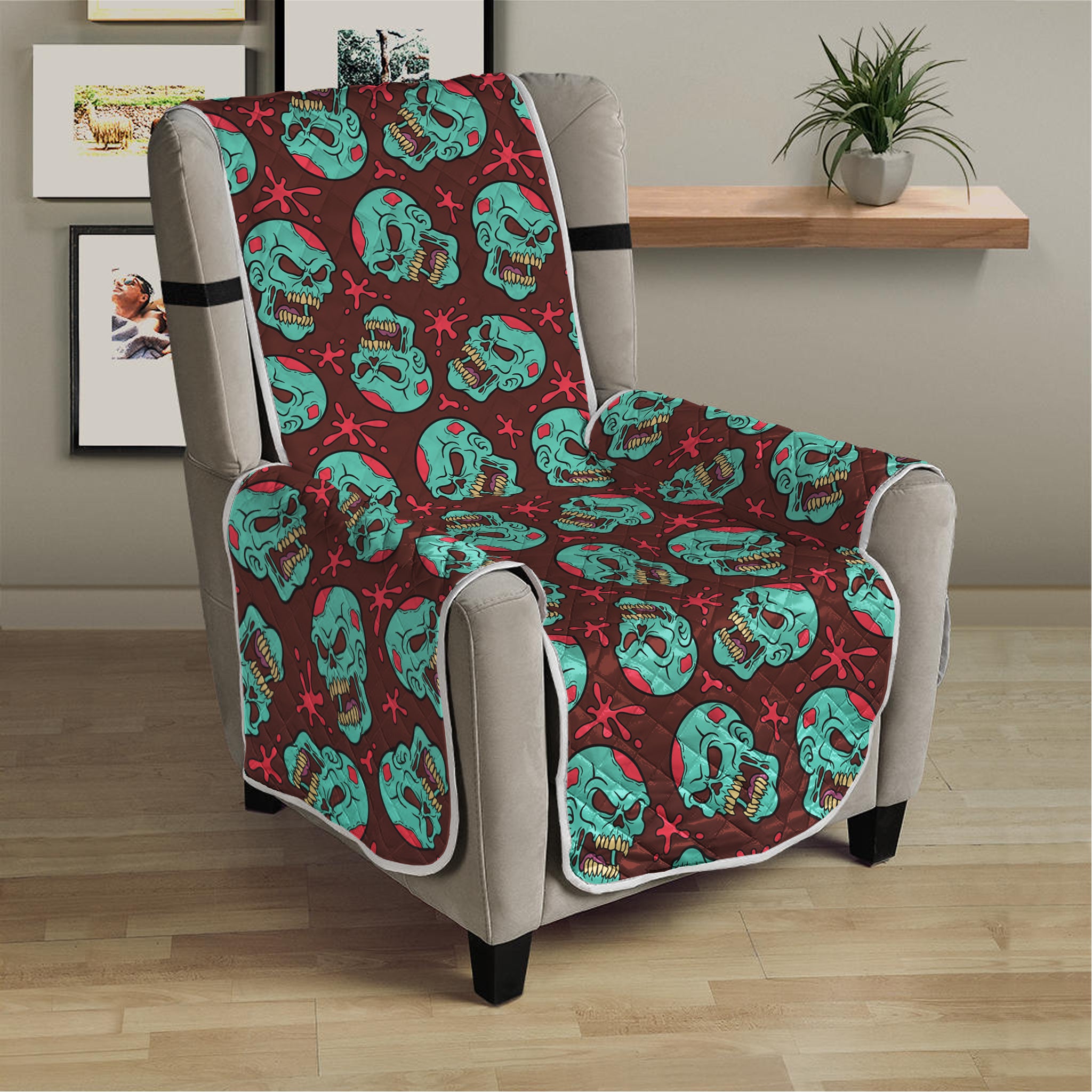 Bloody Zombie Pattern Print Armchair Protector