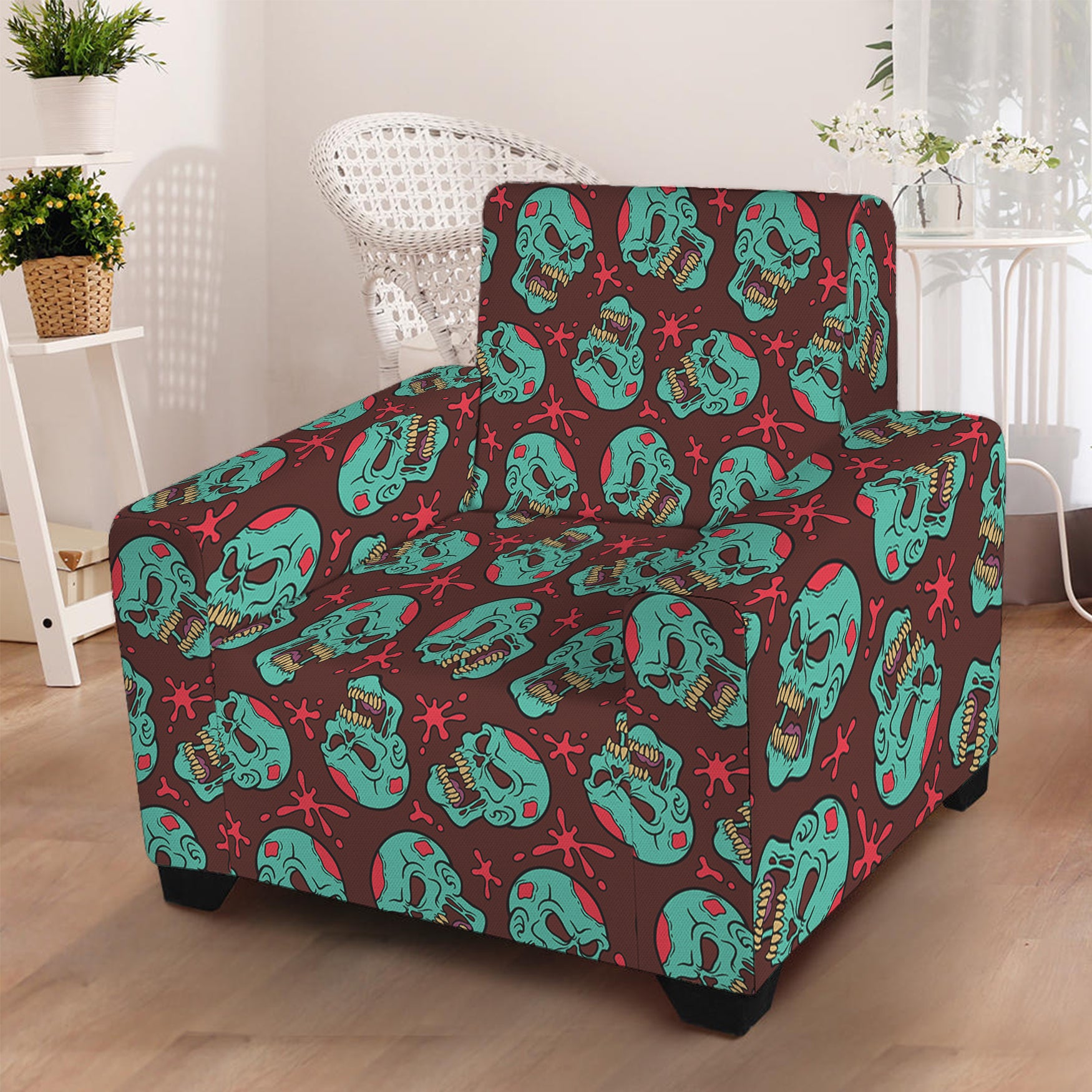 Bloody Zombie Pattern Print Armchair Slipcover