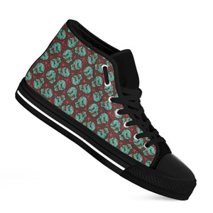 Bloody Zombie Pattern Print Black High Top Shoes