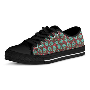 Bloody Zombie Pattern Print Black Low Top Shoes