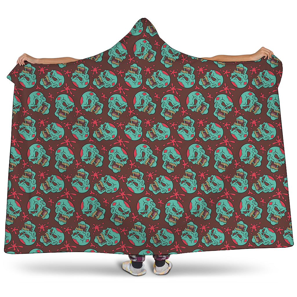 Bloody Zombie Pattern Print Hooded Blanket