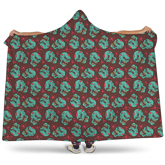 Bloody Zombie Pattern Print Hooded Blanket
