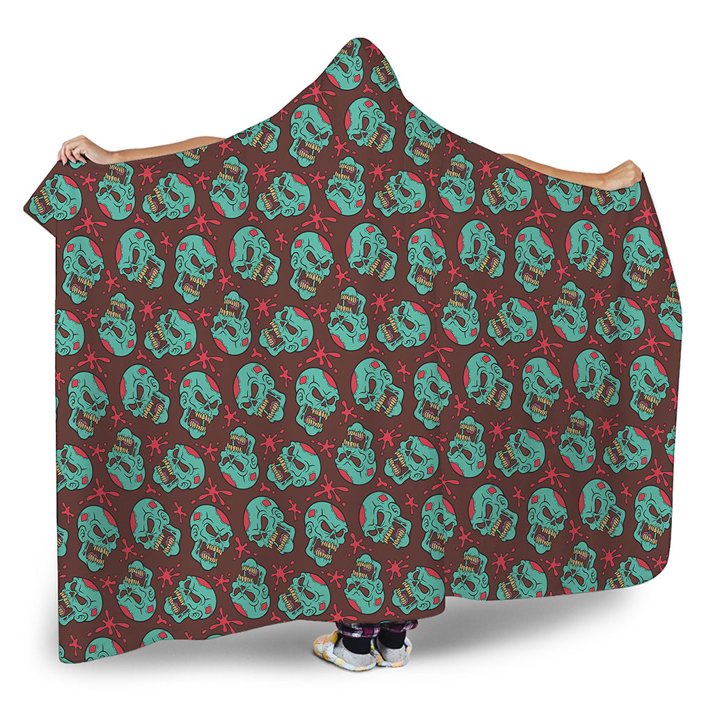 Bloody Zombie Pattern Print Hooded Blanket
