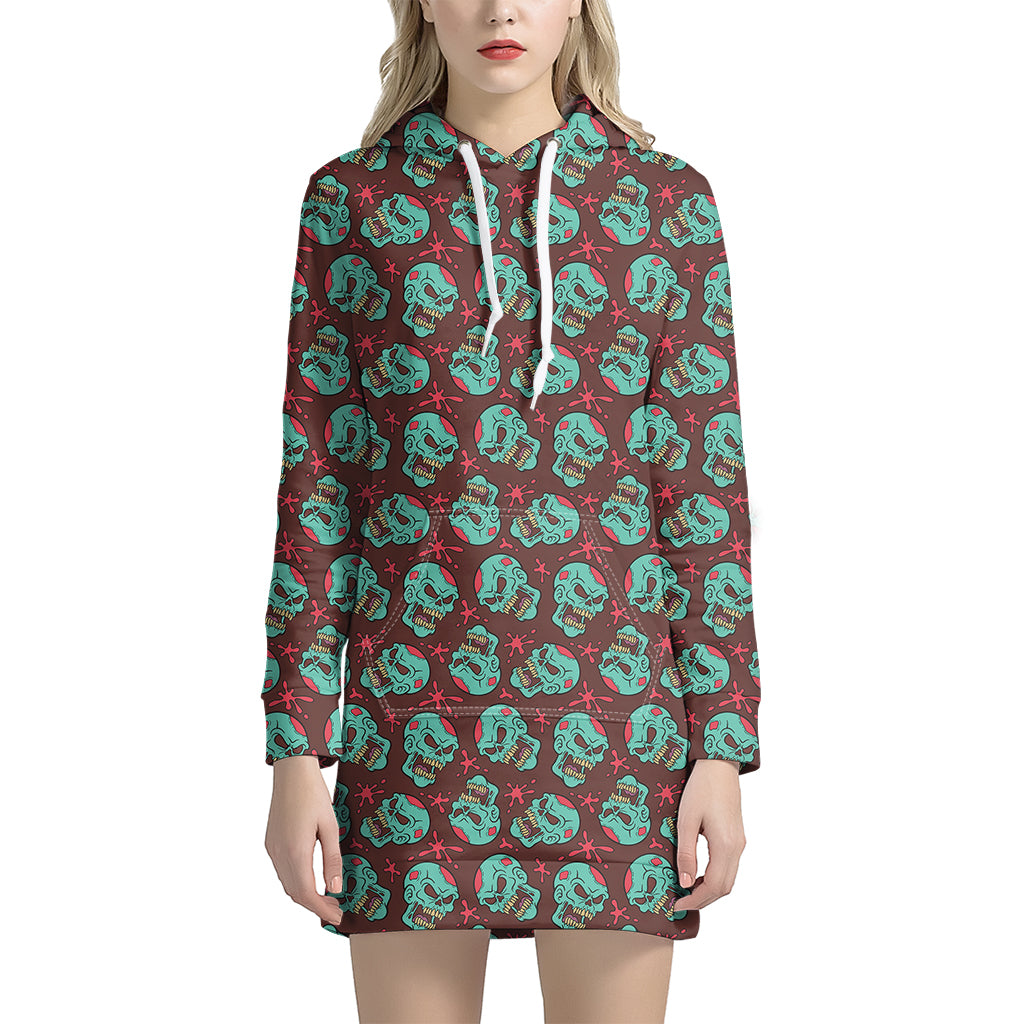 Bloody Zombie Pattern Print Hoodie Dress