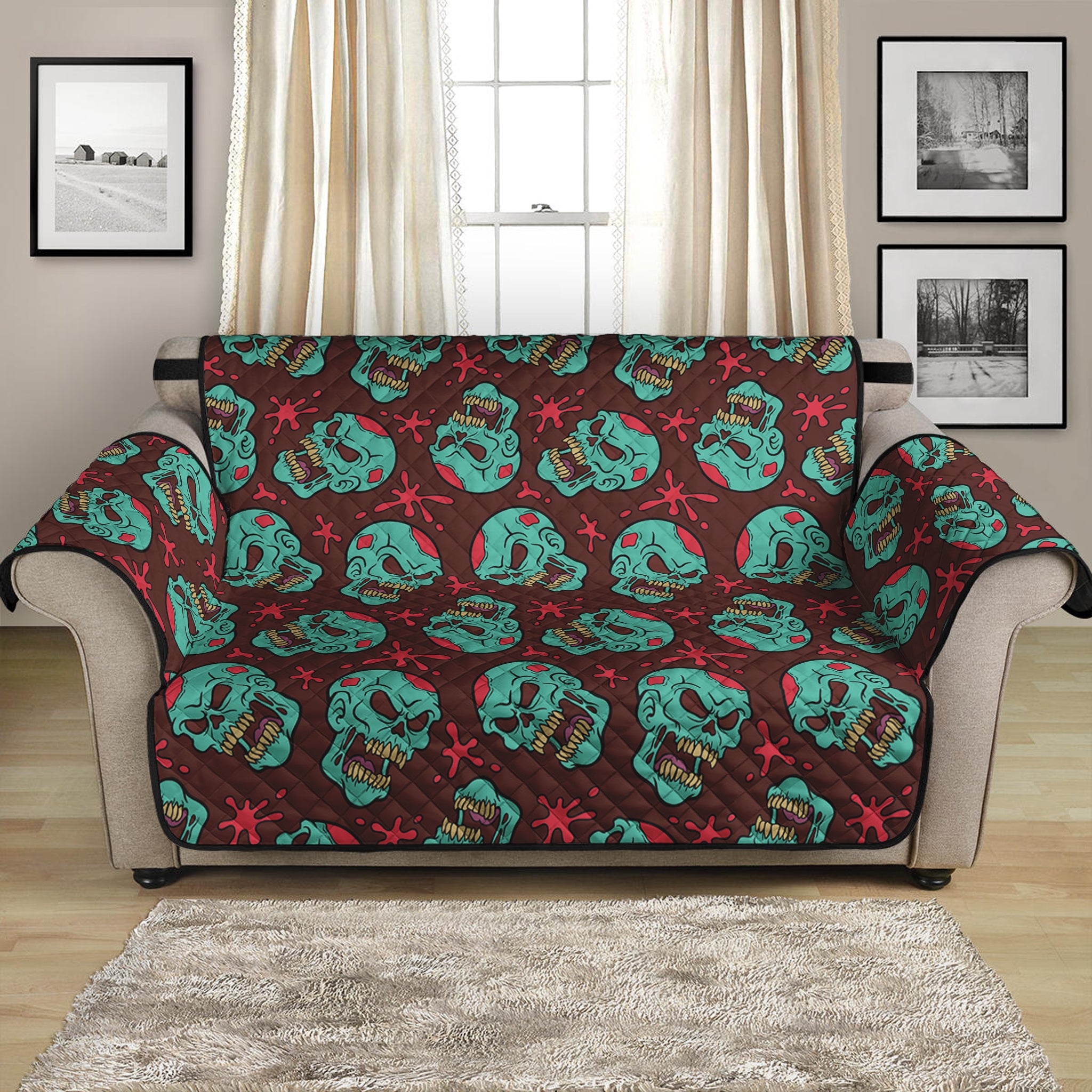 Bloody Zombie Pattern Print Loveseat Protector