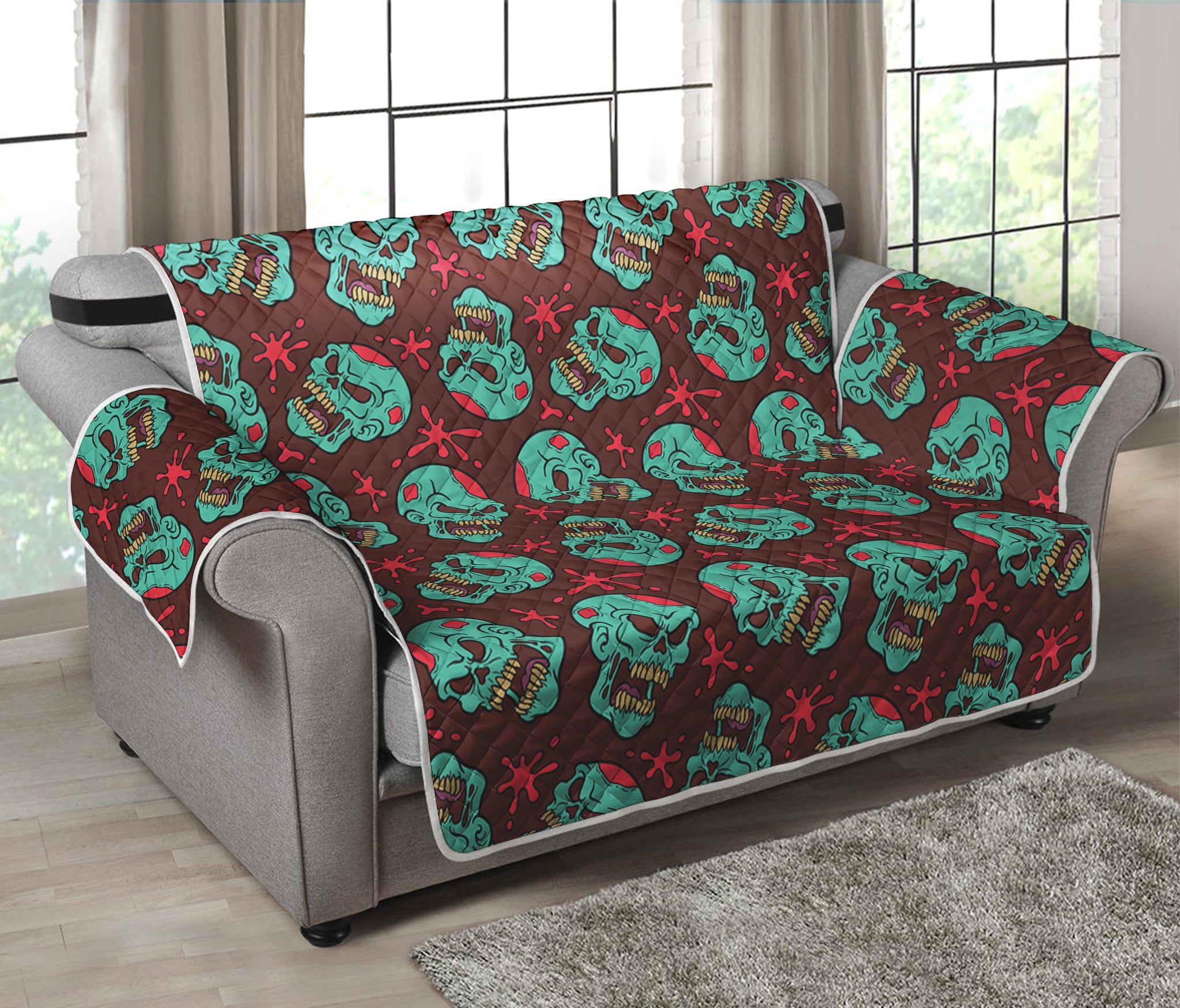 Bloody Zombie Pattern Print Loveseat Protector