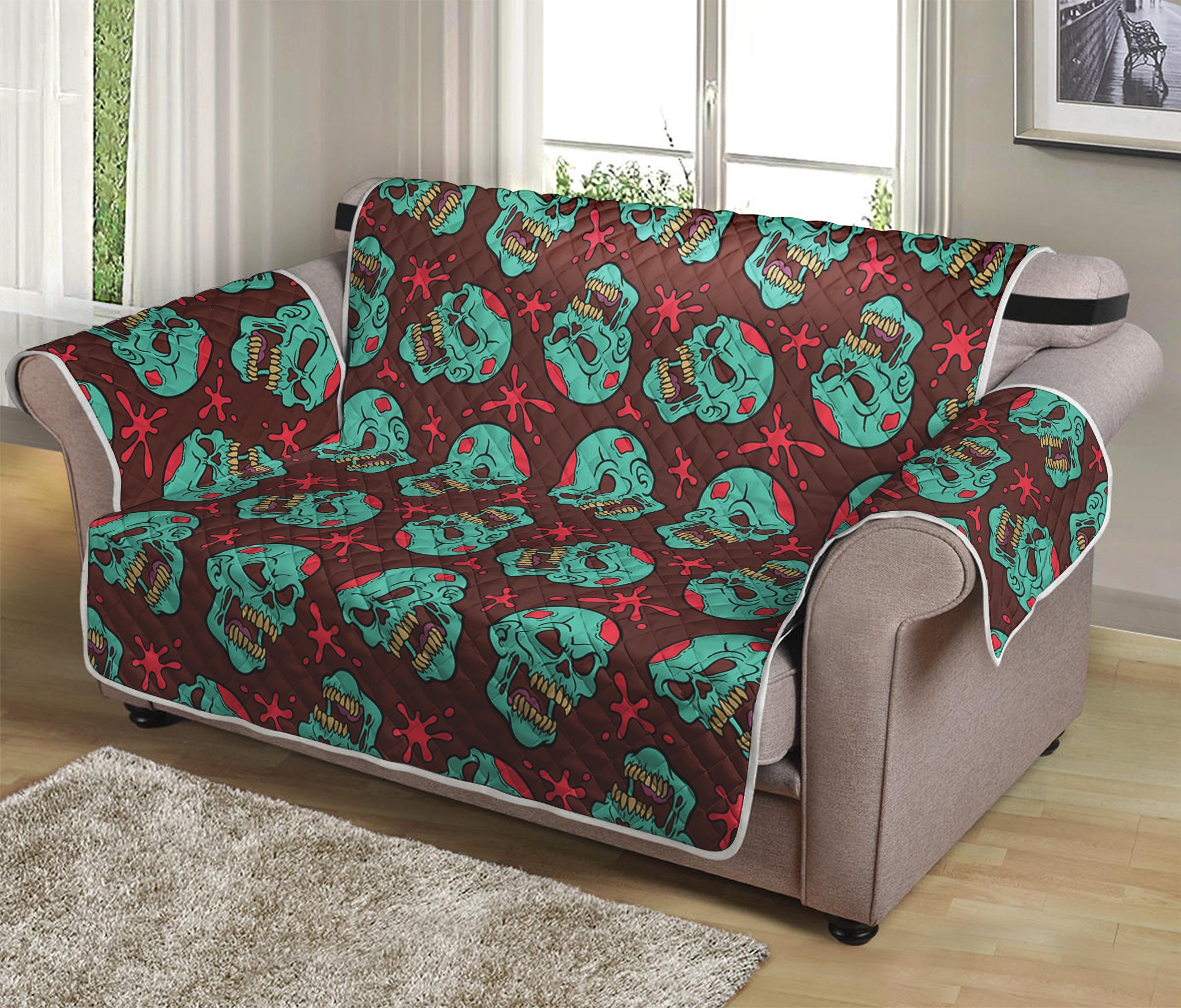 Bloody Zombie Pattern Print Loveseat Protector