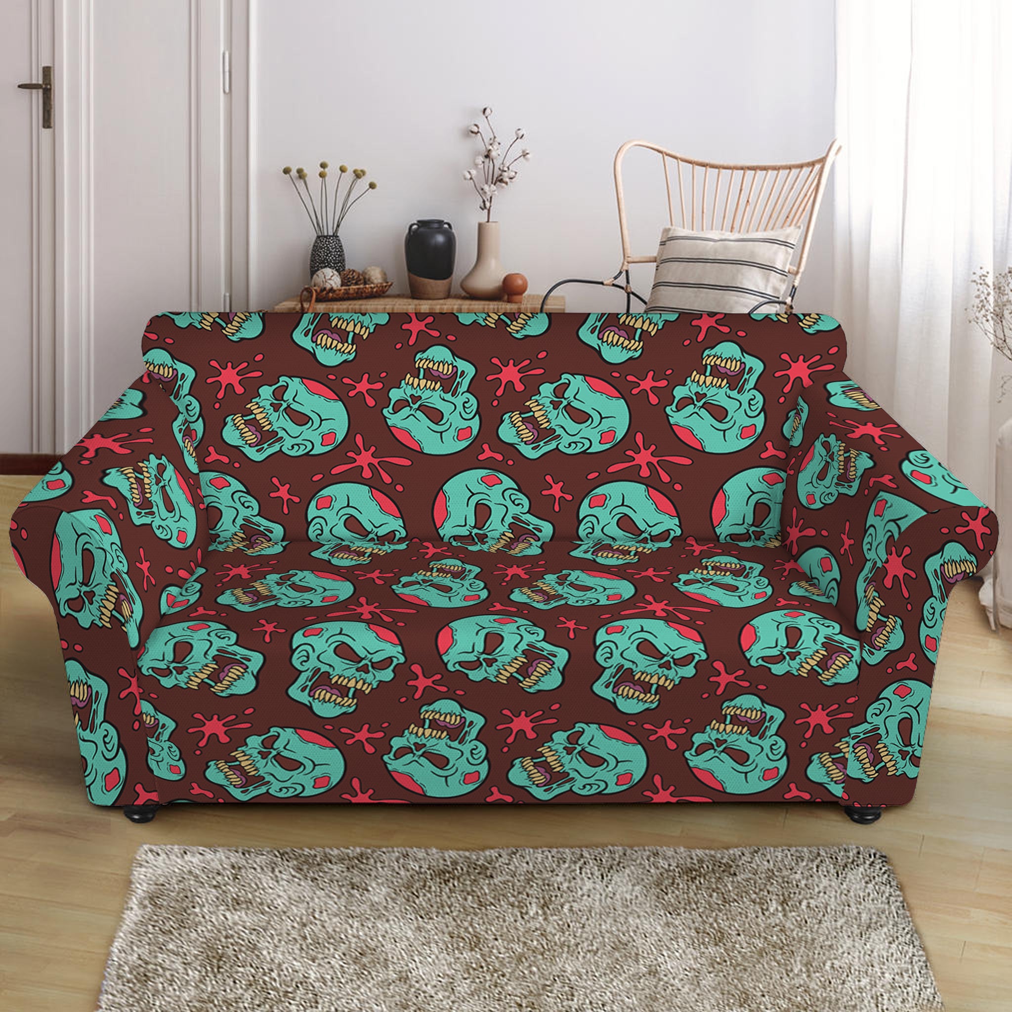 Bloody Zombie Pattern Print Loveseat Slipcover