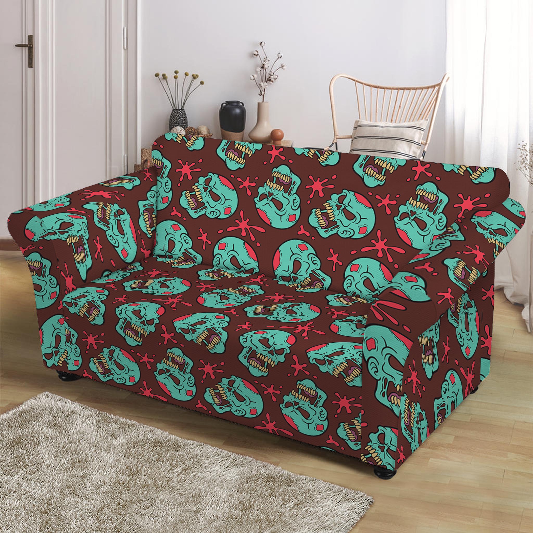 Bloody Zombie Pattern Print Loveseat Slipcover