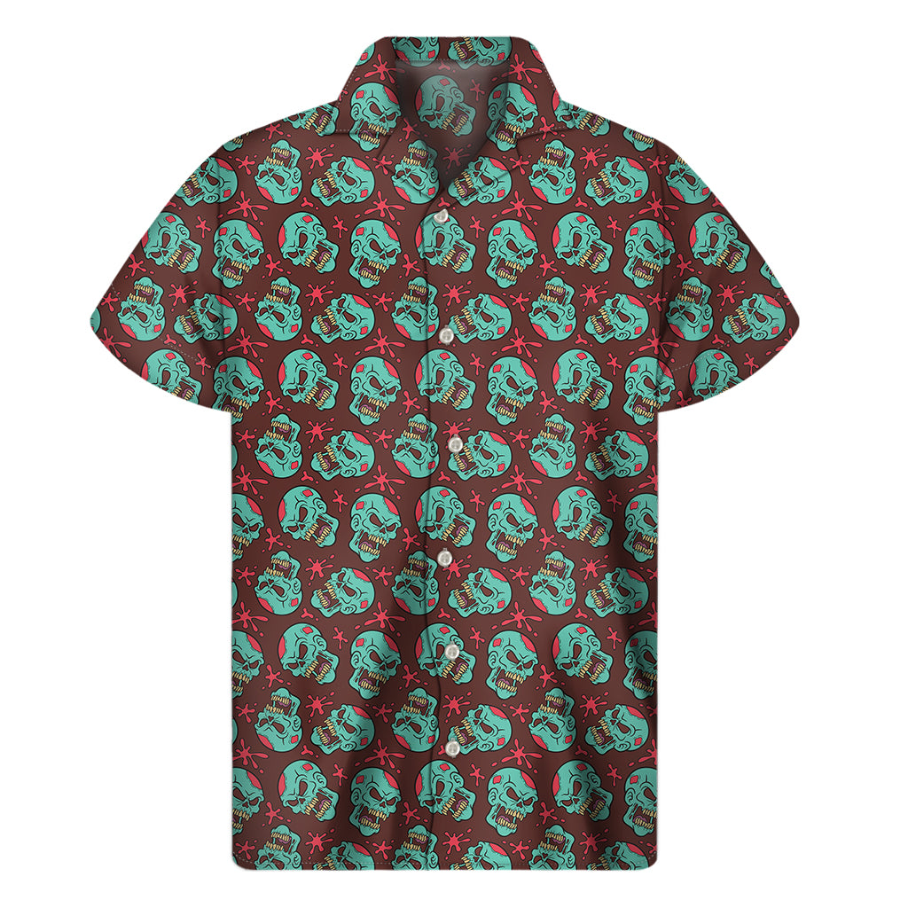 Bloody Zombie Pattern Print Men's Short Sleeve Shirt