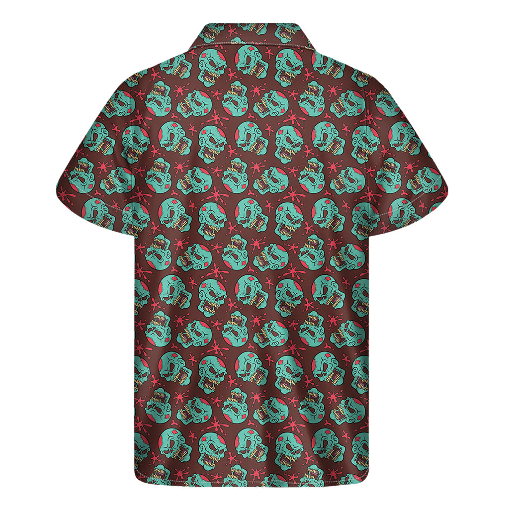 Bloody Zombie Pattern Print Men's Short Sleeve Shirt