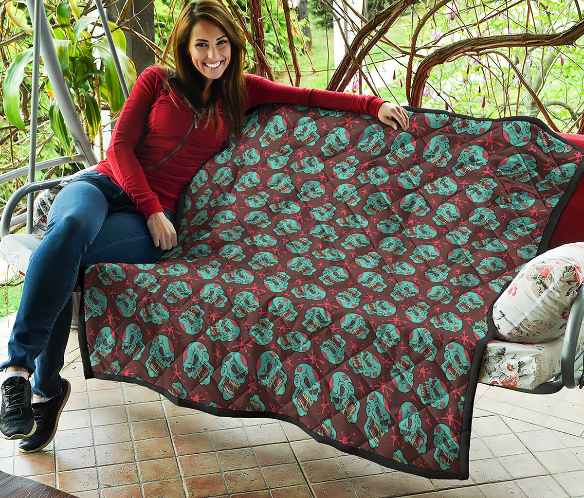 Bloody Zombie Pattern Print Quilt