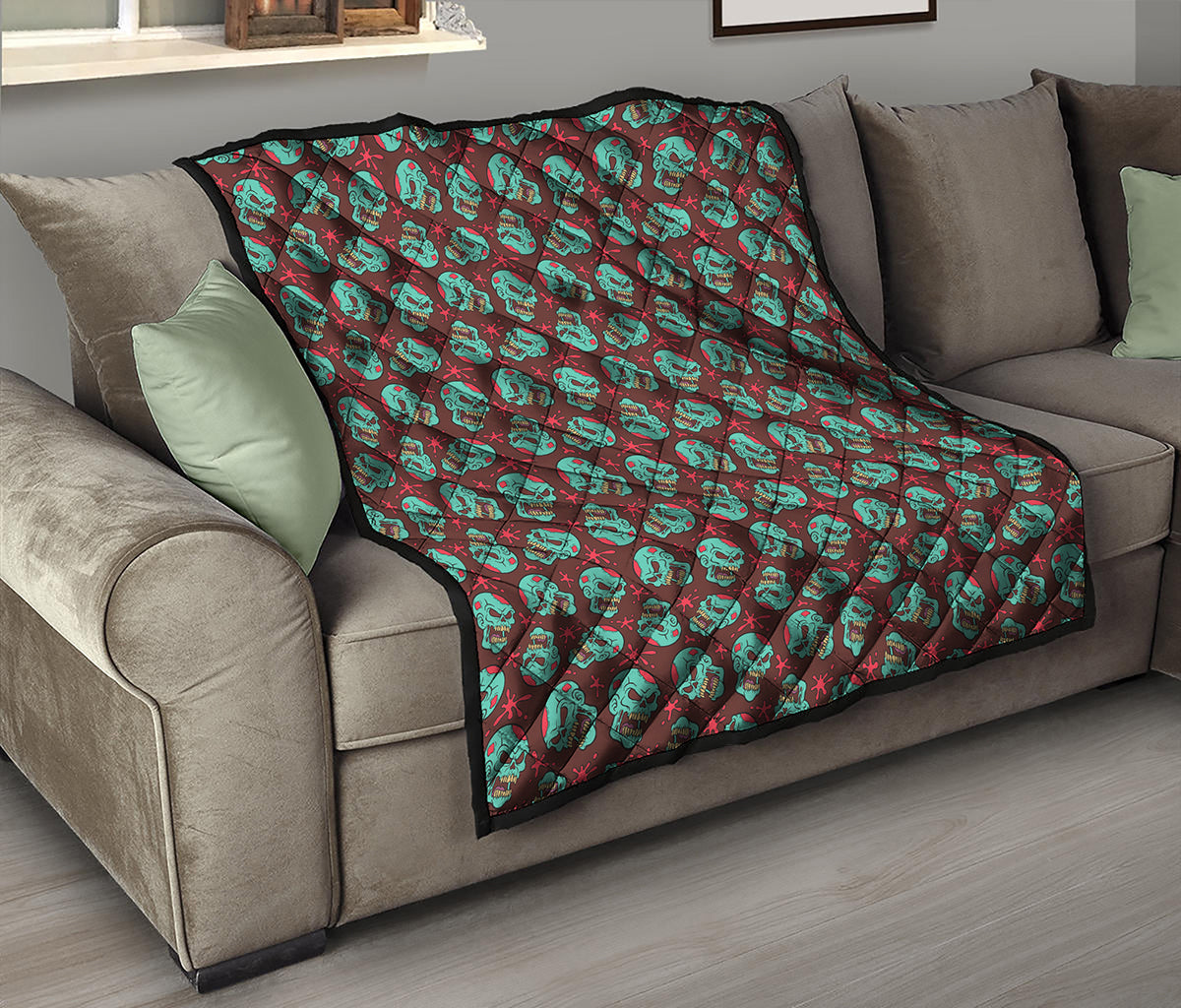 Bloody Zombie Pattern Print Quilt