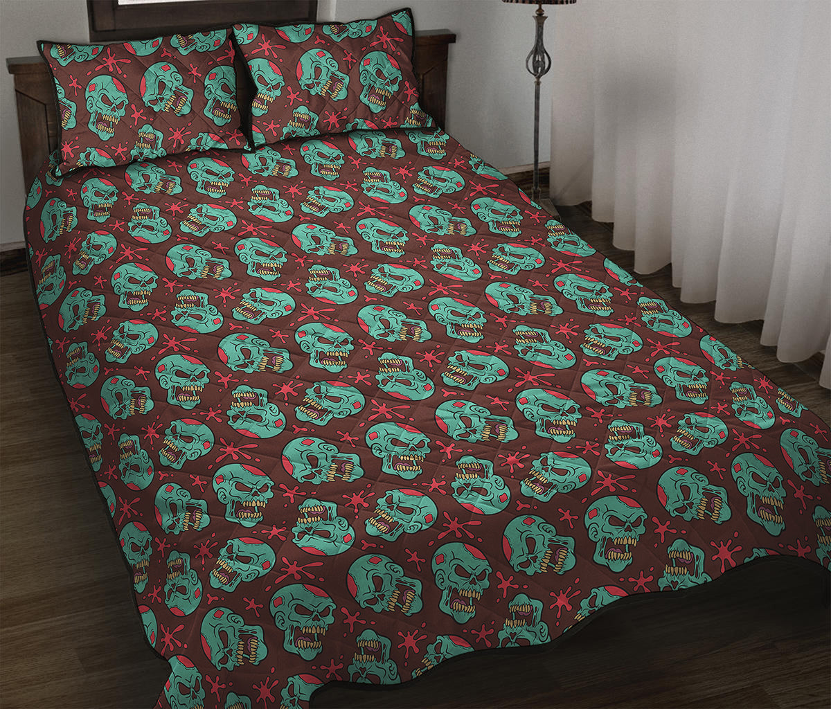 Bloody Zombie Pattern Print Quilt Bed Set